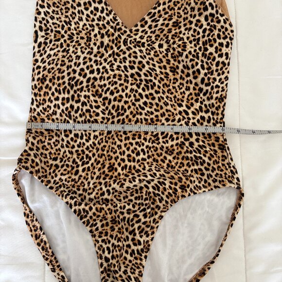 Norma Kamali Racer Deep-V Combo Mio Leopard Mesh One Piece Swimsuit Medium RARE - Picture 8 of 11